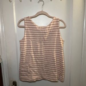 Womens Pink Striped Top with Back Zipper Size Medium. Loft